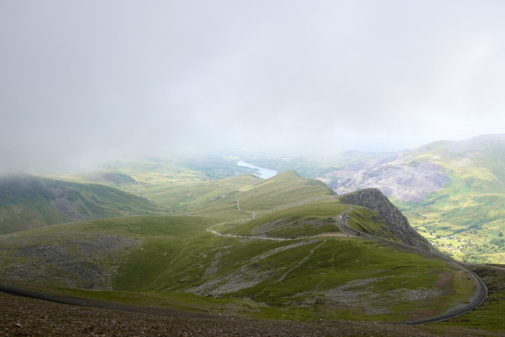 View of mountain landscape from Snowdon