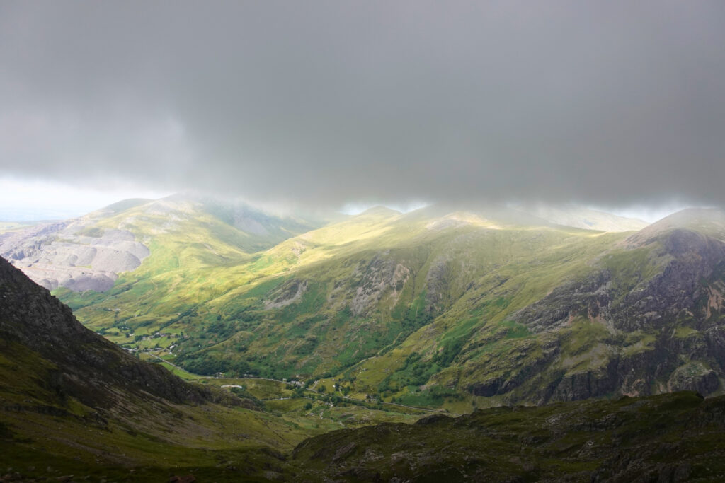 View of mountain landscape from Snowdon