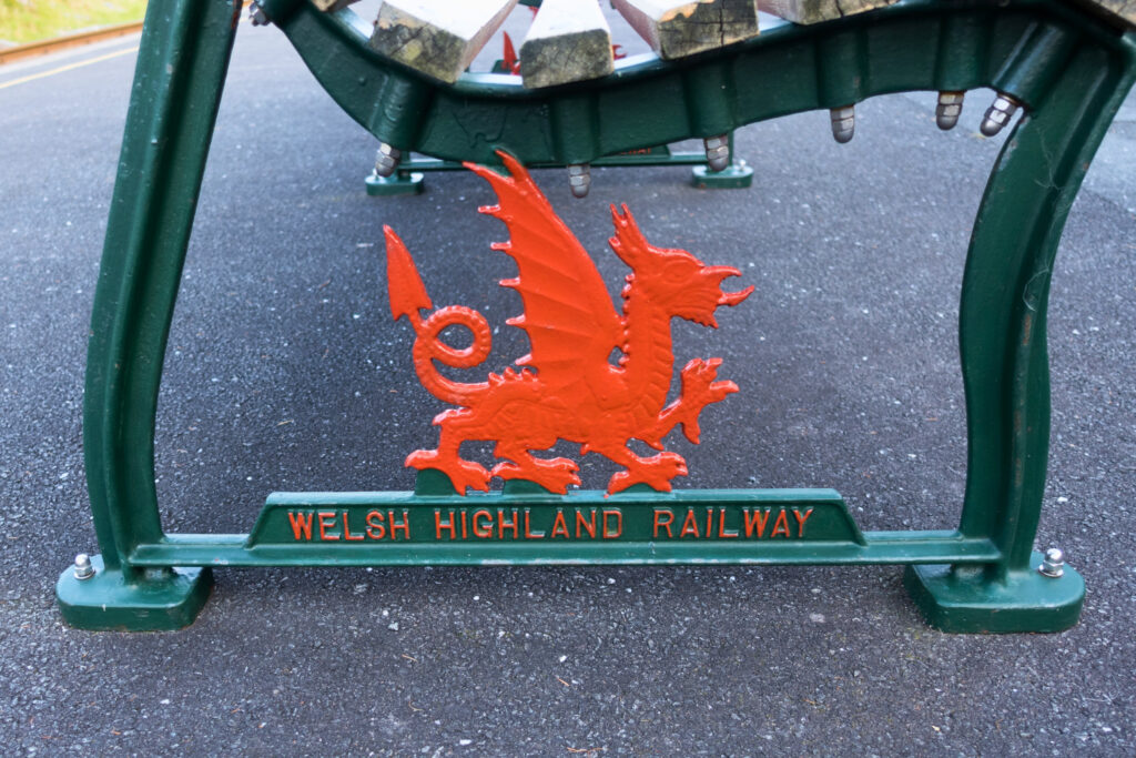 Bench with Welsh Highland Railway sign